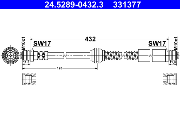 Brake Hose - 24.5289-0432.3 ATE