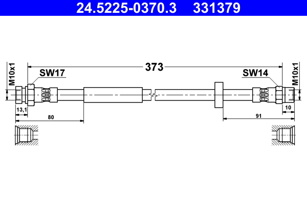 Brake Hose - 24.5225-0370.3 ATE