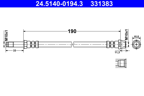 Brake Hose - 24.5140-0194.3 ATE