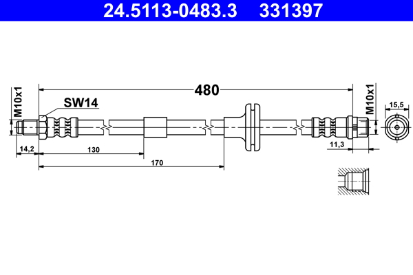 Brake Hose - 24.5113-0483.3 ATE