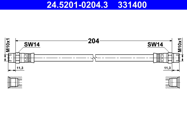Brake Hose - 24.5201-0204.3 ATE