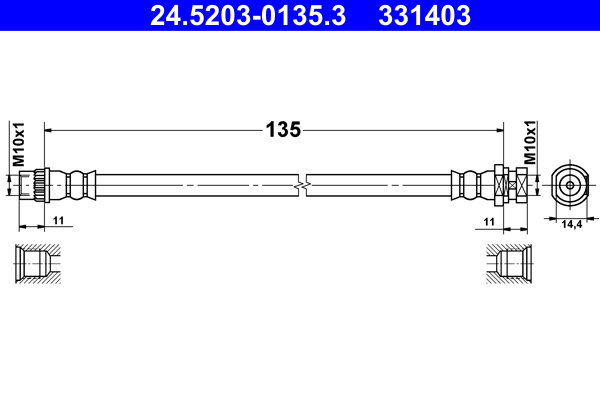 Flessibile del freno - 24.5203-0135.3 ATE