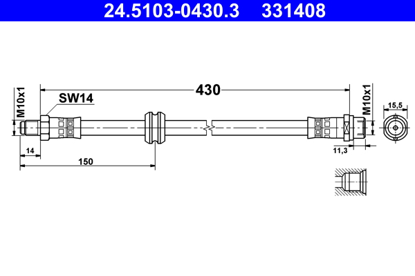Brake Hose - 24.5103-0430.3 ATE