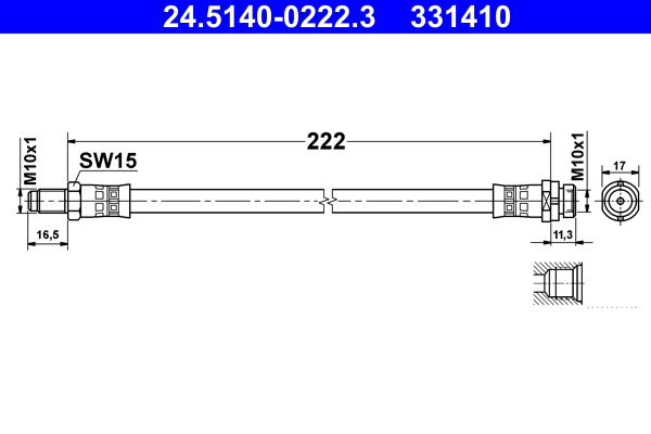Brake Hose - 24.5140-0222.3 ATE