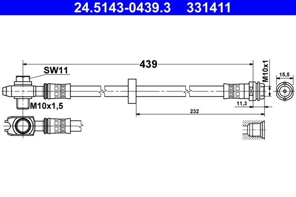 Flessibile del freno - 24.5143-0439.3 ATE