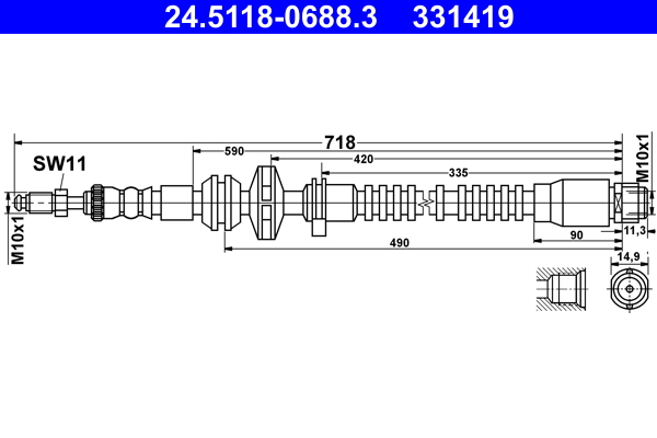 Flessibile del freno - 24.5118-0688.3 ATE