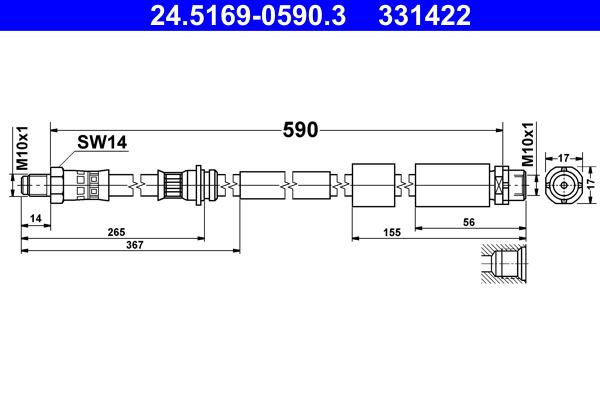 Flessibile del freno - 24.5169-0590.3 ATE