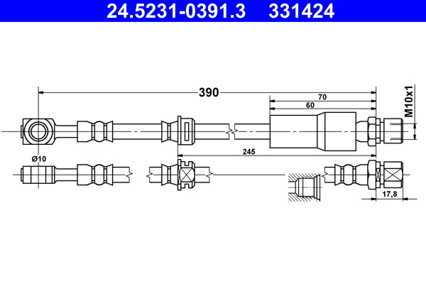Flessibile del freno - 24.5231-0391.3 ATE