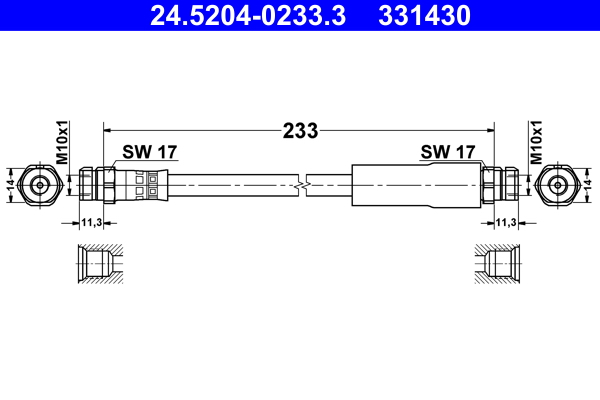 Brake Hose - 24.5204-0233.3 ATE