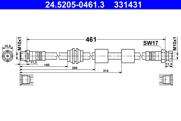 Brake Hose - 24.5205-0461.3 ATE