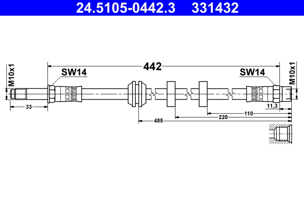 Brake Hose - 24.5105-0442.3 ATE
