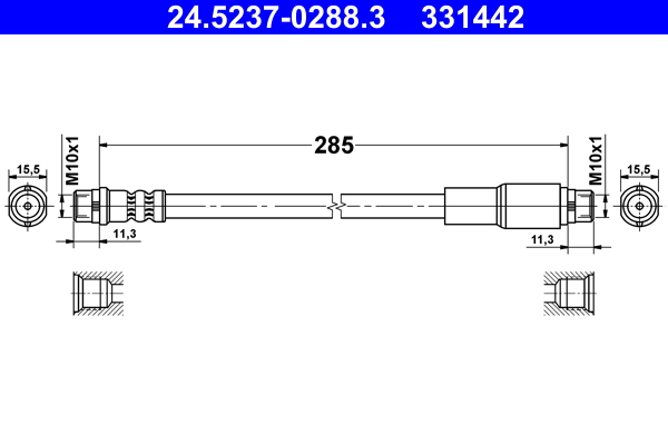 Flessibile del freno - 24.5237-0288.3 ATE