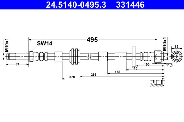 Brake Hose - 24.5140-0495.3 ATE