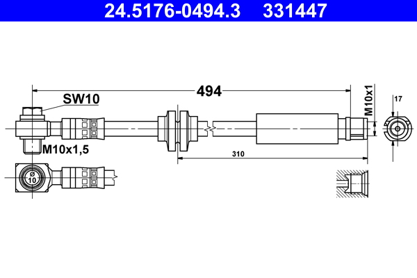 Flessibile del freno - 24.5176-0494.3 ATE