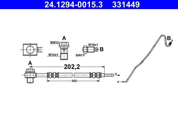 Brake Hose - 24.1294-0015.3 ATE
