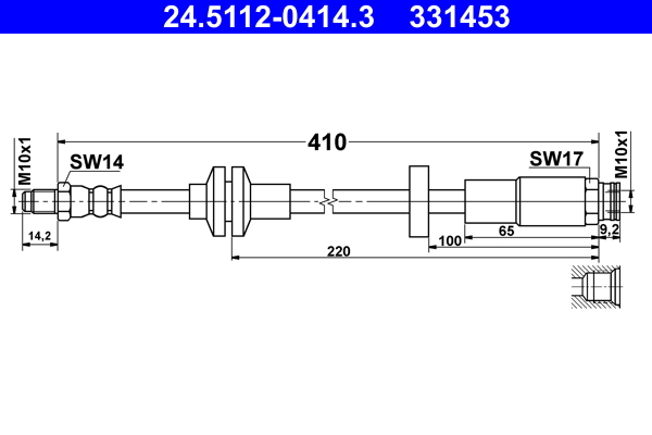 Brake Hose - 24.5112-0414.3 ATE