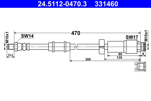 Brake Hose - 24.5112-0470.3 ATE