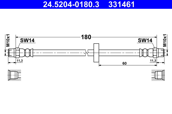 Brake Hose - 24.5204-0180.3 ATE