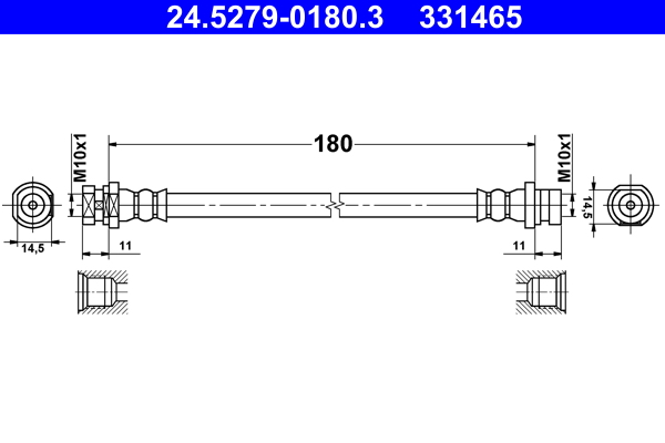 Brake Hose - 24.5279-0180.3 ATE
