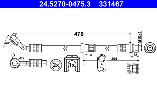 Brake Hose - 24.5270-0475.3 ATE