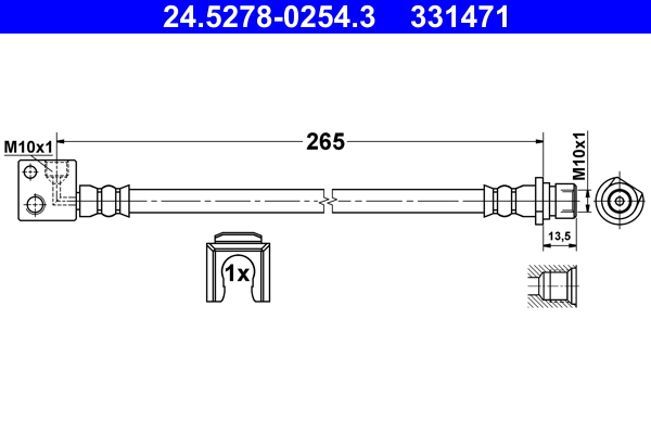 stabdžių žarnelė - 24.5278-0254.3 ATE