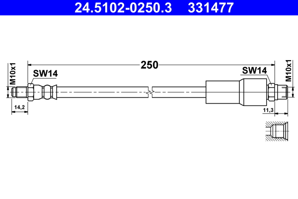 Flessibile del freno - 24.5102-0250.3 ATE