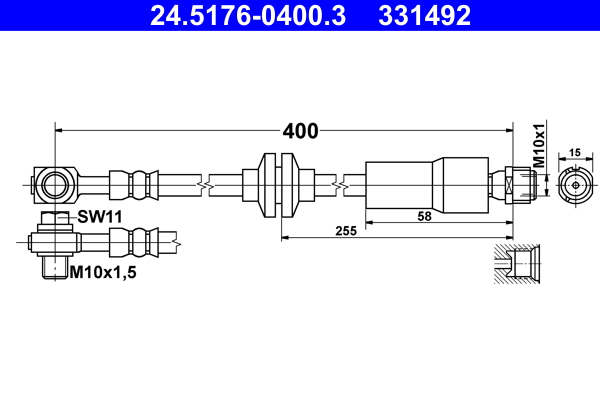 Brake Hose - 24.5176-0400.3 ATE