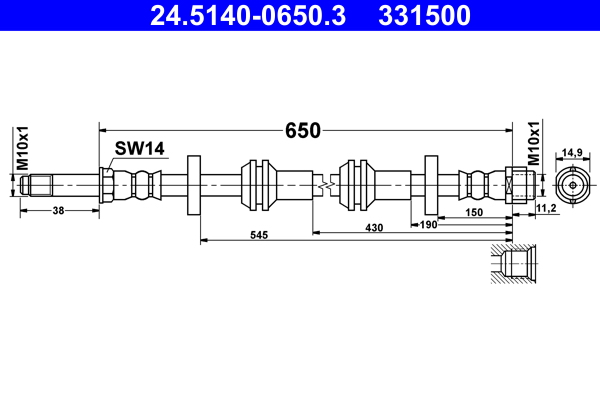 Brake Hose - 24.5140-0650.3 ATE