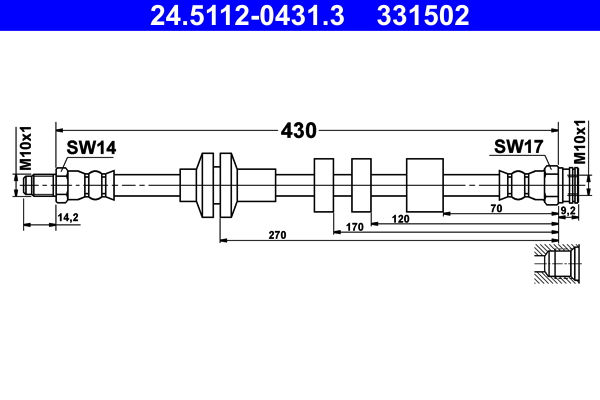 Brake Hose - 24.5112-0431.3 ATE