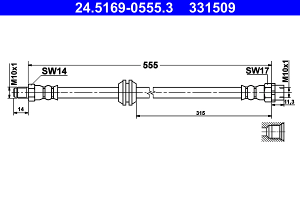 Brake Hose - 24.5169-0555.3 ATE