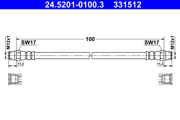 Brake Hose - 24.5201-0100.3 ATE
