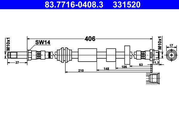 Brake Hose - 83.7716-0408.3 ATE