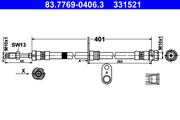 Flessibile del freno - 83.7769-0406.3 ATE