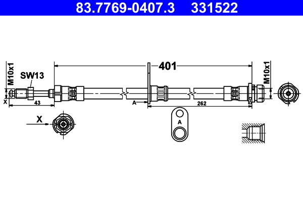 Brake Hose - 83.7769-0407.3 ATE