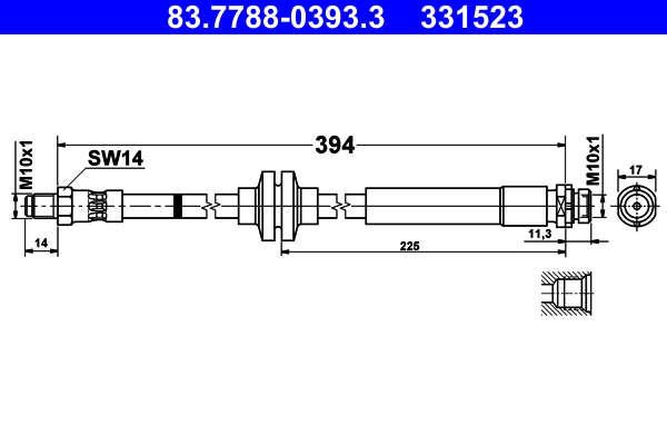 Brake Hose - 83.7788-0393.3 ATE