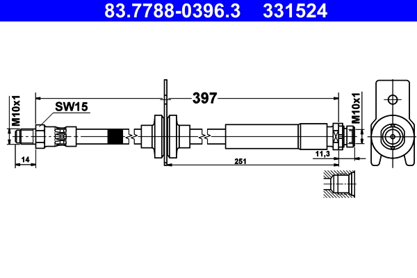 Flessibile del freno - 83.7788-0396.3 ATE