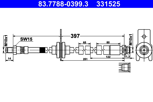Flessibile del freno - 83.7788-0399.3 ATE