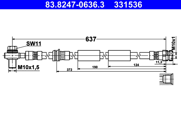 Brake Hose - 83.8247-0636.3 ATE