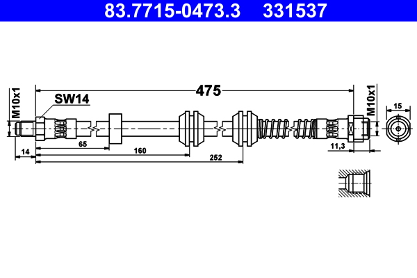 Flessibile del freno - 83.7715-0473.3 ATE