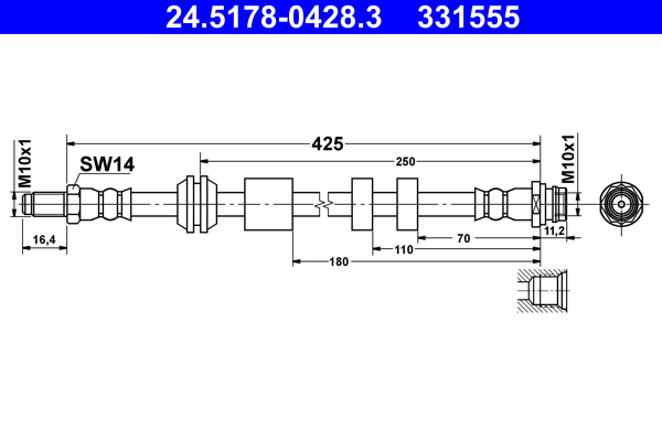 Flessibile del freno - 24.5178-0428.3 ATE