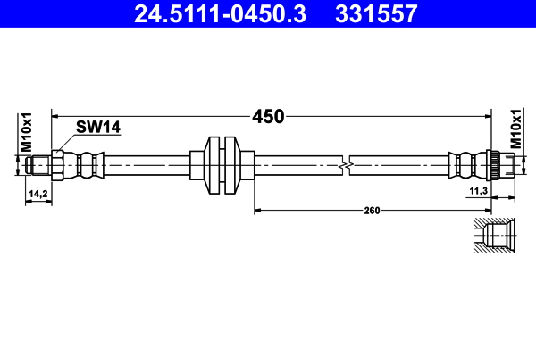 Brake Hose - 24.5111-0450.3 ATE