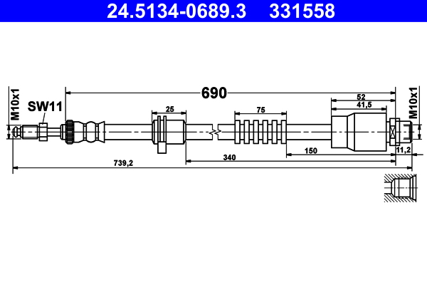 Brake Hose - 24.5134-0689.3 ATE