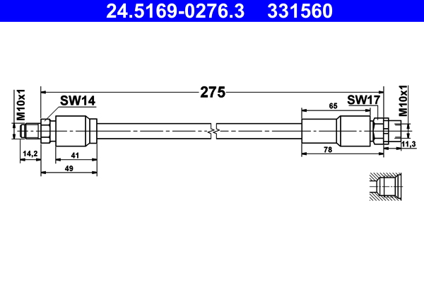 Flessibile del freno - 24.5169-0276.3 ATE