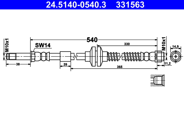 Brake Hose - 24.5140-0540.3 ATE