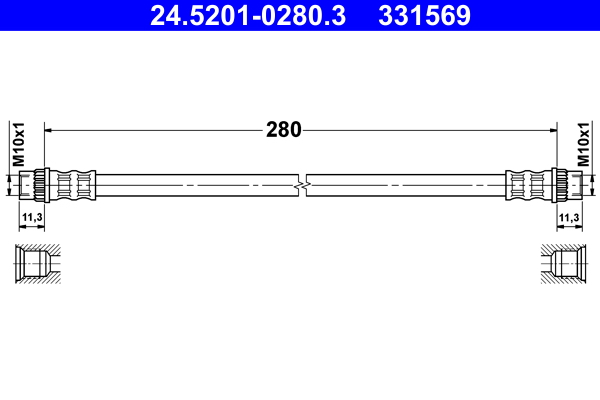 Brake Hose - 24.5201-0280.3 ATE