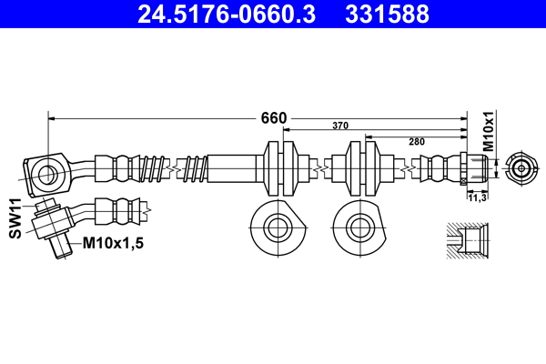 Brake Hose - 24.5176-0660.3 ATE