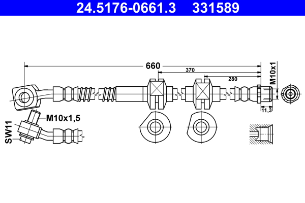 Brake Hose - 24.5176-0661.3 ATE