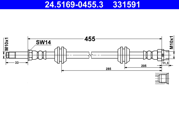 Brake Hose - 24.5169-0455.3 ATE