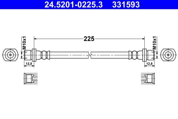 Brake Hose - 24.5201-0225.3 ATE