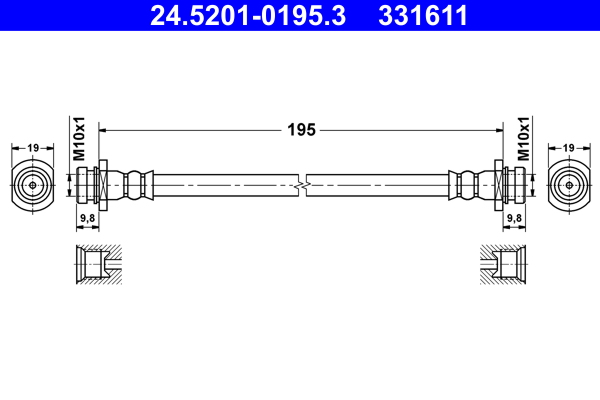 Flessibile del freno - 24.5201-0195.3 ATE